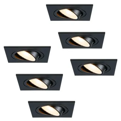Produktbild von hoftronic LED Einbaustrahler 4W 2700K GU10 Schwarz schwenkbar 6er Set