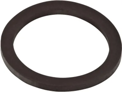 A black ring gasket on a white background.