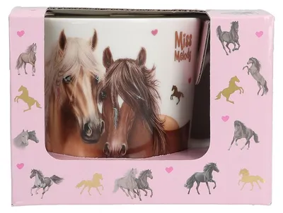 Produktbild von Depesche Miss Melody Pferde-Becher, Weiß, Keramik, 250ml