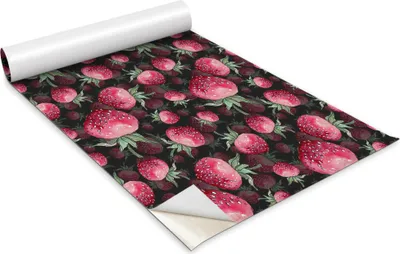 Zdjęcie produktu dla Folia samoprzylepna - Okleina meblowa - Dekoracyjna - Do mebli - Tapeta - Naklejka - Folia - Truskawki z kreskówek - 100 x 50 cm