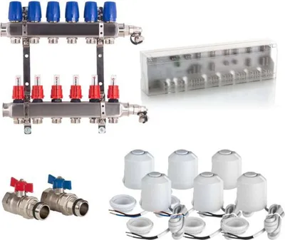 Produktbild von Heizkreisverteiler Komplettset BASIC für Fußbodenheizung 6 Heizkreise