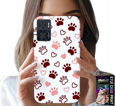 Obrázok produktu pre Puzdro pre Motorola Moto E22 / E22I – psie labky na bielom pozadí, pes, mačka, medveď