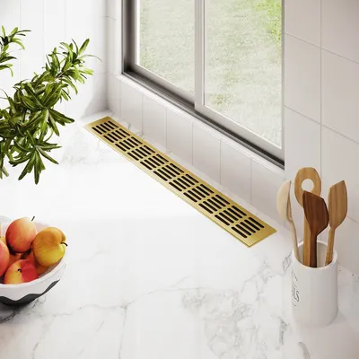 Produktbild von Aluminium Lüftungsgitter 80mm x 1200mm Gold F3 Lüftung Heizungsdeckel Stegblech