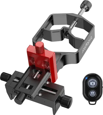 Produktbild von tridaptor XYZ-001 uniwersalny adapter do digiscopingu do telefonu, 3-osiowy metalowy uchwyt do telefonu dla teleskopu z okularem maks. 2,4 cala, mikroskopu monokularowego ze zdalnym wyzwalaczem, zamiennik do smartfonów iPhone 15/14/13/12 z systemem Android