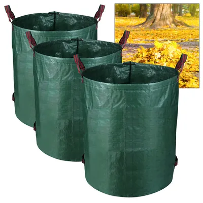 Image de Jiubiaz Sac de jardin en polypropylène Sac de jardin XXL Sac à feuilles Compost Sac de jardin 272L 3X