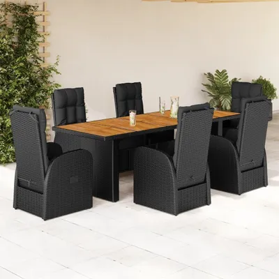 Produktbild von 2025 cloris Gartenmöbel Set Balkonmöbel-Set 7-tlg. Garten-Essgruppe mit Kissen Schwarz Poly Rattan - Gartenmöbelgarnituren Sale2642844 5parcel