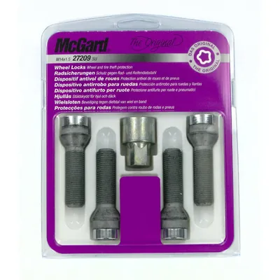 Imagen del producto de Juego de candados para llantas MCGARD Original, cromados, de 60°, con rosca M14, boca de 17 mm y 44 mm de longitud, para FIAT Ulysse (179) y ULYSSE (220)