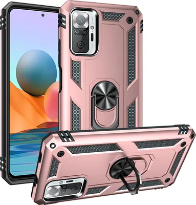 Immagine prodotto di Custodia per Xiaomi Redmi Note 10 Pro/Note 10 Pro Max a doppio strato robusta, protezione militare con supporto ad anello e supporto Oro