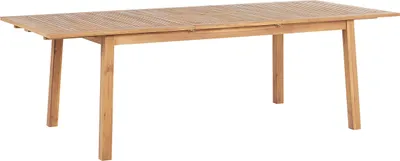 Zdjęcie produktu dla BELIANI Stół ogrodowy jasnobrązowy akacjowe 180/240 x 100 cm rozkładany dla 8 osób otwór na parasol do ogrodu na taras