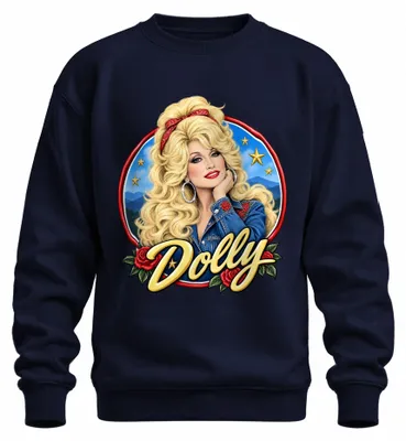Productafbeelding van Dolly Parton, countryzangeres, legende, Tennessee, "Jolene" sweatshirt, marineblauw, maat M