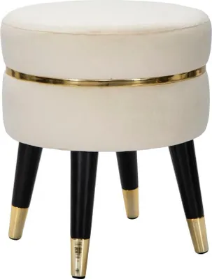 Immagine prodotto di Sgabello Paris Ø35x40,5 cm in Legno Spugna Metallo e Poliestere Crema Nero e Oro