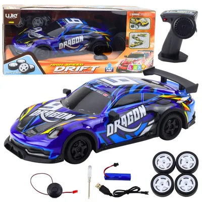 Zdjęcie produktu dla Auto Sportowe Zdalnie Sterowane Rc Podświetlana Karoseria Drift Niebieski