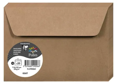 Produktbild von Pollen by Clairefontaine Briefumschlag Kraft 114 x 162 mm 20 Briefumschläge