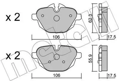 Produktbild von METELLI 22-0920-0 Bremsbeläge Satz Hinten Bremsklötze für BMW 5 Touring (F11) 5 Limousine (F10) X3 (F25) 5 Touring (G31) 5 Limousine (G30, F90)