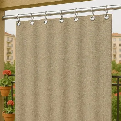 Image de Rideaux d'extérieur imperméables, beige, 400 x 290 cm, protection solaire pour terrasse