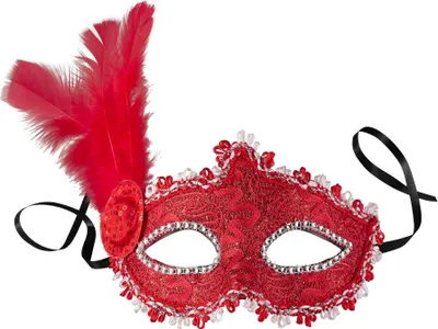 Produktbild von Venezianische Maske mit seitlicher Feder - rot