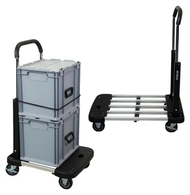 Produktbild von Klappbarer Profi-Transportwagen TAURUS 150 | HxBxT 97x53-76x46cm | Traglast 150kg | Höhenverstellbarer Griff | Transporthilfe Klappwagen
