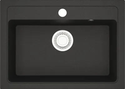 Produktbild von Granit Spüle + Siphon Küchenspüle DG022 70x50cm viele Farbvarianten Schwarz gesprenkelt