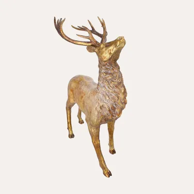 Produktbild von KEYHOMESTORE | Hirschstatue aus poliertem Goldharz, H. 60 cm