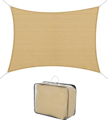 Image de Outsunny Voile d'ombrage rectangulaire 4x6m toile ombrage extšŠrieur protection anti-UV 185g/m? HDPE, pour jardin terrasse extšŠrieur patio piscine balcon, sable