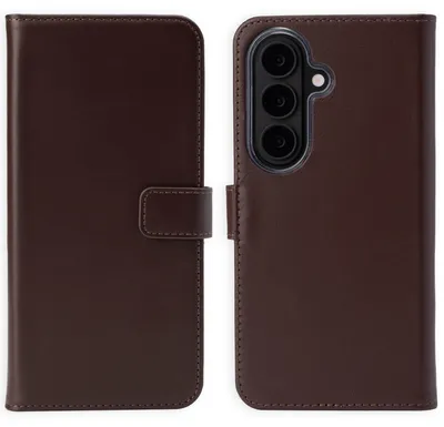 Imagen del producto de Funda de Cuero Auténtico tipo Libro para Samsung Galaxy S26 - Marrón