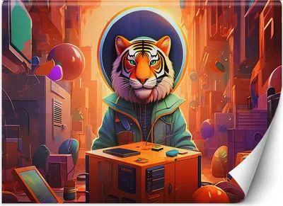 Produktbild von Vlies fototapete Moderner Tiger Abstraktion 250x175 cm Feeby Bunt inkl. Kleber einfache Montage