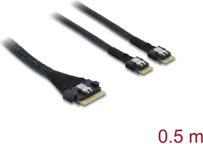Produktbild von Delock PCIe 4.0 Kabel Slim SAS SFF-8654 8i zu 2 x - Kabel - Digital/Daten