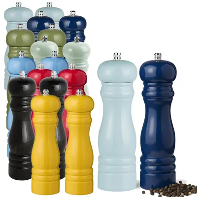 Produktbild von LS-LebenStil 2x Design Holz Salzmühle & Pfeffermühle 2´er Set Blau Mix 21x5cm Keramikmahlwerk Gewürzmühle Mühle für grobes Salz Pfefferkörner