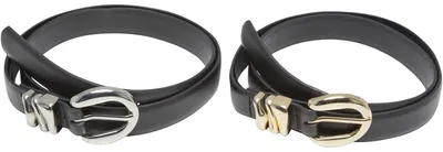 Obrázok produktu pre Pánsky opasok Urban Classics Chunky Multiple Loop Synthetic Leather Belt 2-Pack black/gold+black/silver - S/M