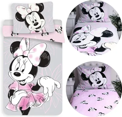Obrázek produktu pro DISNEY Minnie Mouse DVOUSTRANNÁ, bavlněná dětská povlečení na zip, 100% BAVLNA 140x200+70x90cm OEKO-TEX
