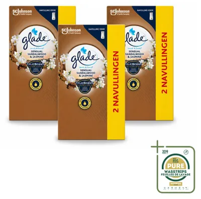 Image de 3 recharges Glade Touch & Fresh – Bois de santal et jasmin envoûtants – 10 ml – Pack économique – 3 pièces