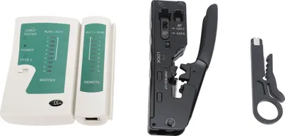 Obrázek produktu pro Krimpovací nástroj RJ45 Průchod ethernetovou krimpovací kleští Cat5 Cat5e Cat6 Krimpovací nástroj se síťovým kabelovým testerem Odizolovač drátů