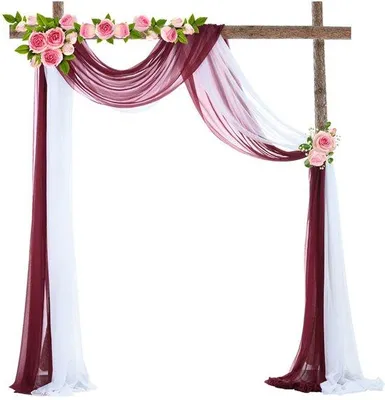 Obrázok produktu pre Biela a červená tylová záclona na dekoráciu 75 x 550 cm