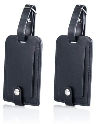 Immagine prodotto di Portachiavi per valigie, etichette per bagagli, etichette identificative per viaggi, targhette con indirizzo, 2 pezzi, in nera