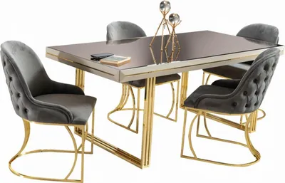 Immagine prodotto di Essgruppe Essecke Esszimmermöbel Esstisch Stühle Set 7tlg Grau Luxus