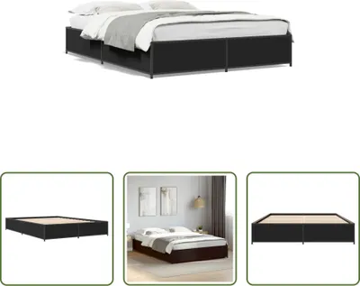 Produktbild von The Living Store Bettgestell Schwarz 135x190 cm Holzwerkstoff und Metall