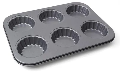 Mini-Tarteform 7 cm, 6 Mulden, antihaftbeschichtet, Kohlenstoffstahl