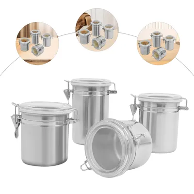 Produktbild von Vorratsdosen 4 Aufbewahrungsbehälter Metalldose Lebensmittel Vorratsbehälter mit luftdichtem Deckel Zucker Kaffee Tee