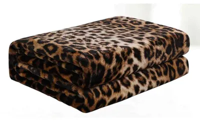 Obrázek produktu pro Pokrývka s leopardím vzorem 150×100 cm – hnědý 3D potisk, ultraměkká/lehká, přenosná bytová dekorace