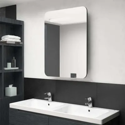 Immagine prodotto di The Living Store Mobile specchio bagno a LED Nero lucido 60x11x80 cm
