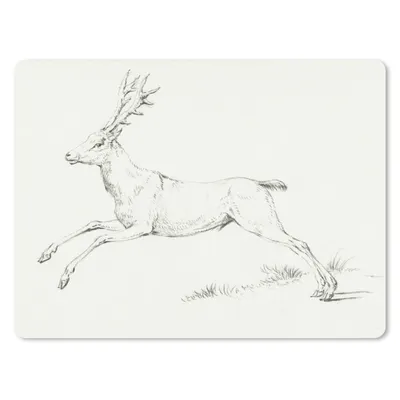 Produktbild von MuchoWow® Mauspad Mousepad Springende Hirsche, links - Gemälde von Jean Bernard 23x19 cm - Mousepads - Maus Mat - Pad - Mausunterlage - Schreibtischunterlage - Mauspad