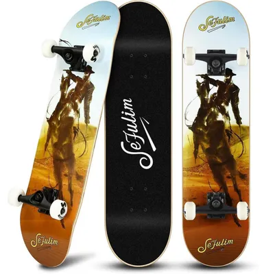 Productafbeelding van Volledige skateboard, 78,9 x 20,3 cm, 7-laags, Canadees esdoornhout, dubbele kicktail, kleurrijk