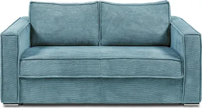 Produktbild von Express 3-Sitzer Schlafsofa in türkisem Kord - Schlafbereich mit 140 cm breiten Latten - 22 cm Matratze mit Formgedächtnis - LORETO