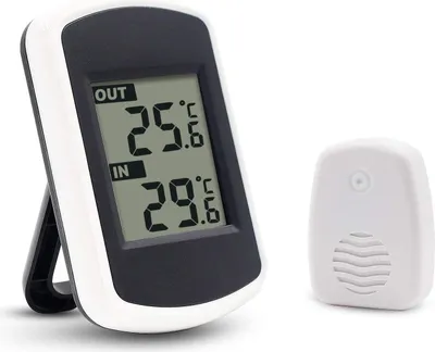 Obrázek produktu pro Digitální bezdrátový teploměr LCD pro vnitřní i venkovní použití, miniaturní pokojový teplotní senzor, malý, přesný meteorologický přístroj pro domácnost, ložnici a kancelář, bílý