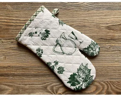 Immagine prodotto di Guanto da forno ELENI uva da vino a scacchi verde 17x33 cm