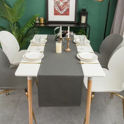 Produktbild von UnboxG Tischläufer 40x180 cm Dunkelgrau, Leinenoptik, Wasserabweisend & Waschbar, Zeitloses Unidesign, Doppelt gesäumt für Esstisch, Restaurant & festliche Deko
