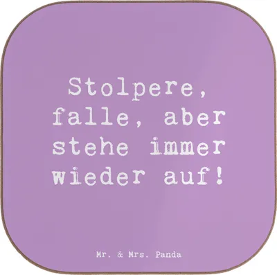 Produktbild von Mr. & Mrs. Panda Tassenuntersetzer Spruch Fehler machen und daraus lernen - Lavendeltraum - Geschenk, gläseruntersetzer, Tischschoner, Vertrauem, Tischuntersetzer, Trost