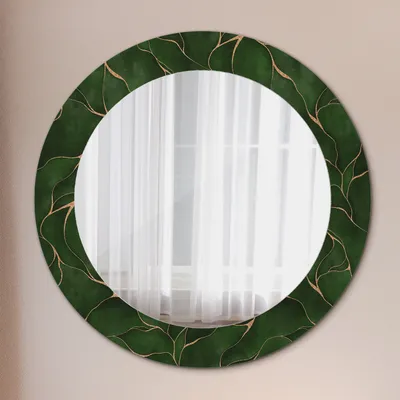 Produktbild von Wohnzimmer Spiegel - Mirror zum Wandspiegel Schlafzimmer – Schminkspiegel - Abstrakt Blatt - Runder: Ø60 cm