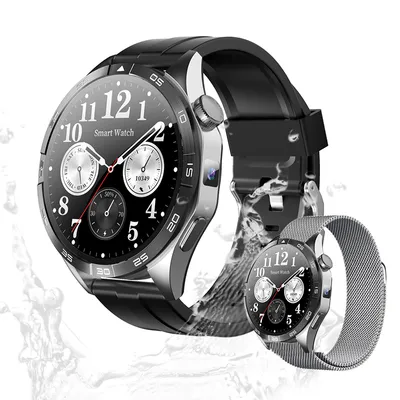 Produktbild von Valdus Herren Smartwatch 1,4 AMOLED Touchscreen, 4G LTE, Telefonfunktion, 750mAh Akku, IP67 wasserdicht, Herzfrequenz & Fitness-Tracker – Schwarz/Grau