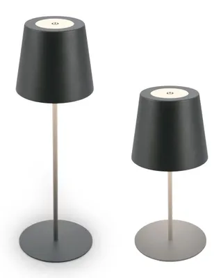 Image de B.K.Licht Lampe de table LED sans fil IP44, Variable, tactile, protection contre les éclaboussures, sans fil, anthracite, 36 x Ø10,5 cm